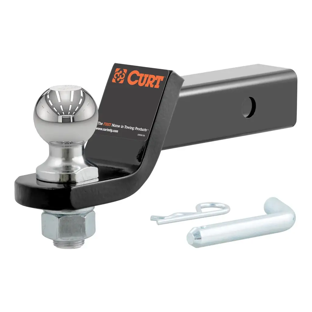 CURT 45036 loaded ball mount with 2 inch trailer ball, hitch pin, and clip