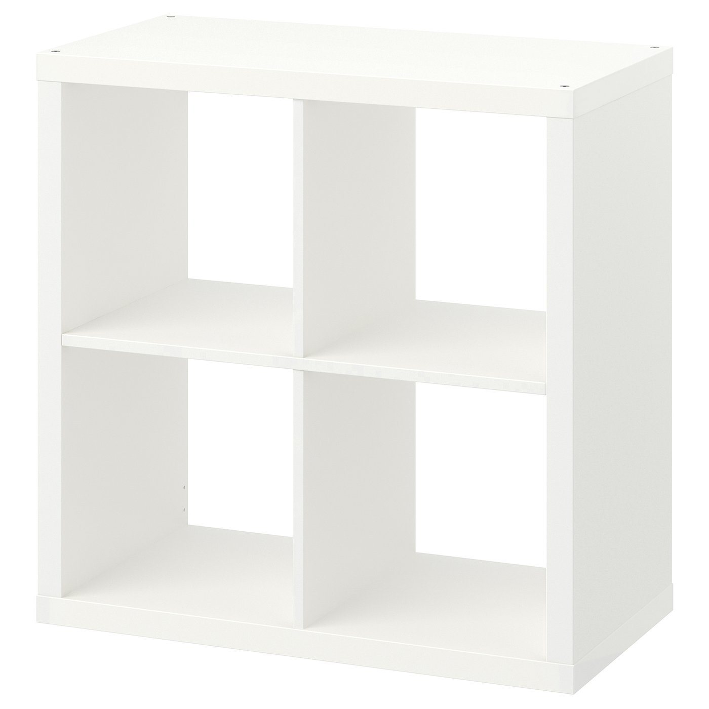 White IKEA KALLAX 2-by-2 shelf unit